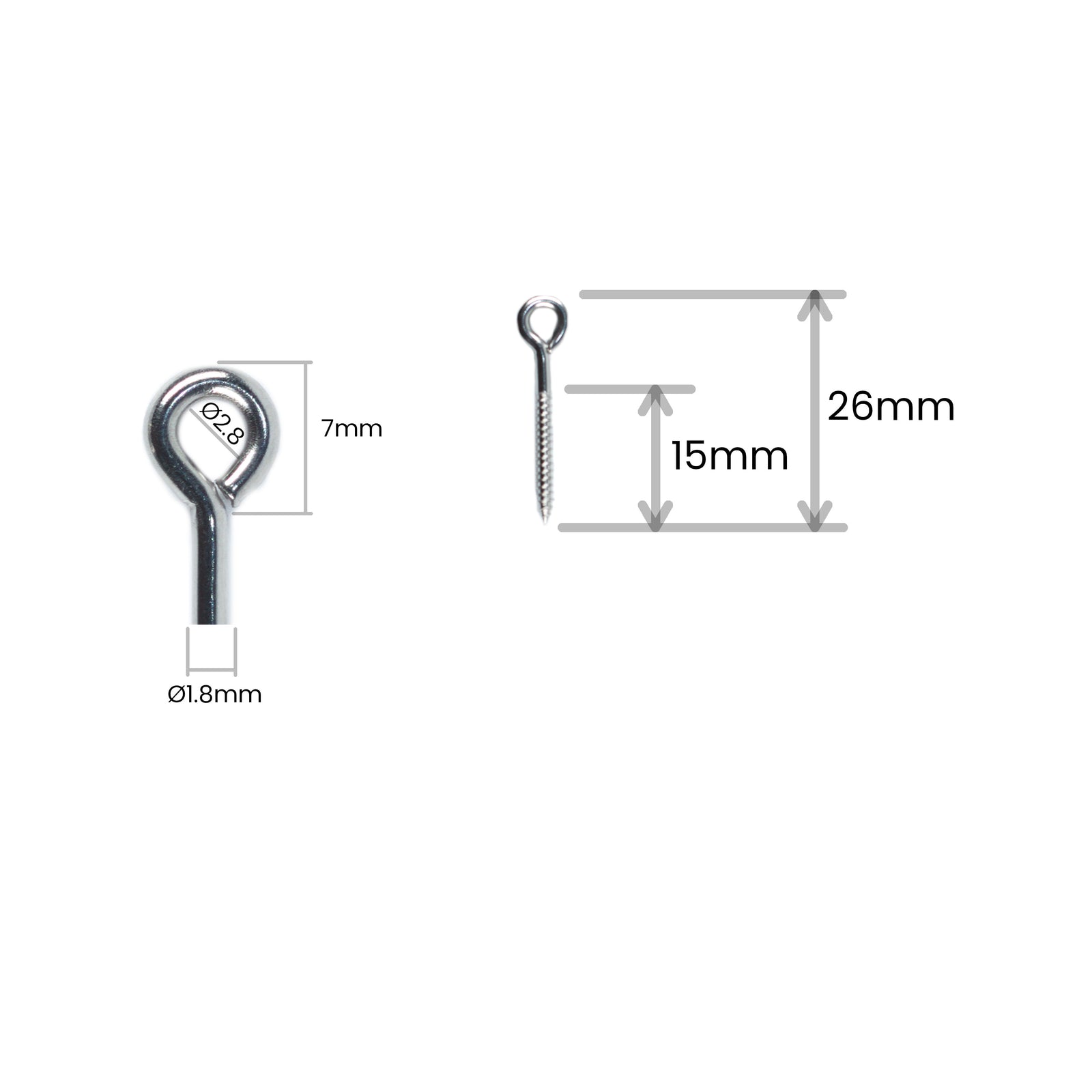 Old Dog Custom Made Screw Eyes - 1.8mmx26mm