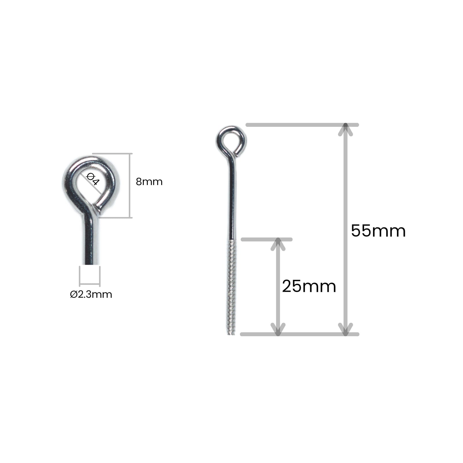 Old Dog Custom Made Screw Eyes - 2.3mmx55mm