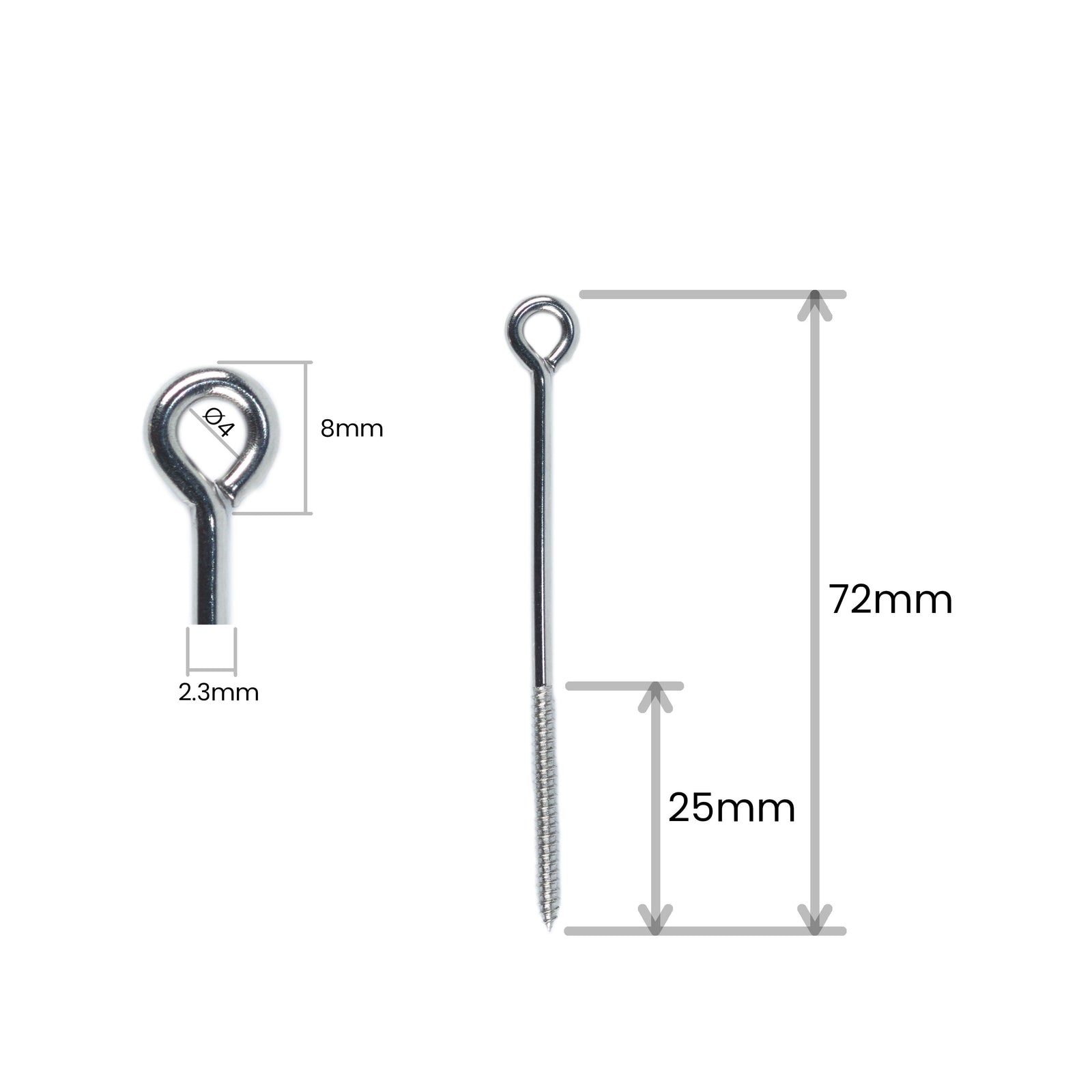 Old Dog Custom Made Screw Eyes - 2.3mmx72mm