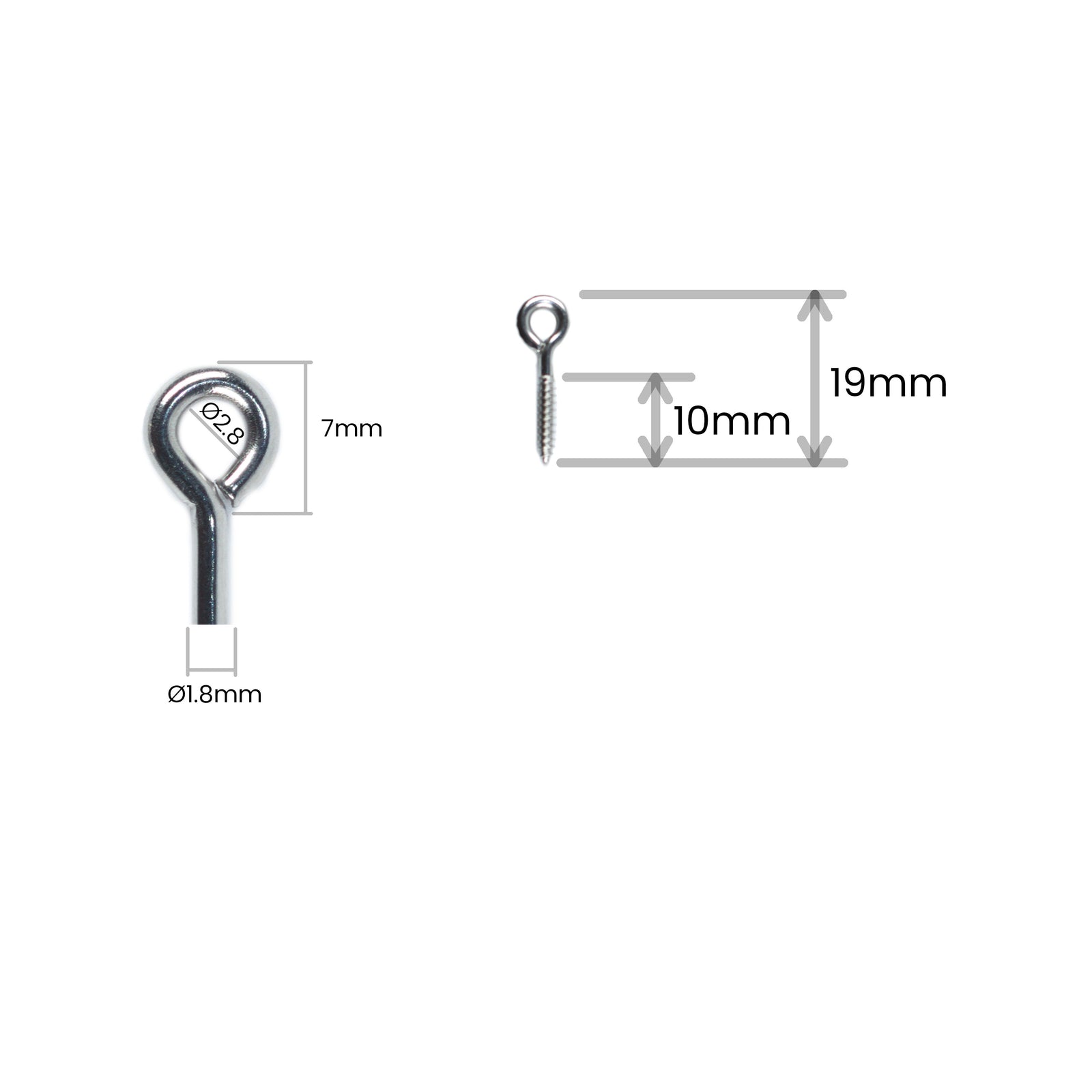 Old Dog Custom Made Screw Eyes - 1.8mmx19mm