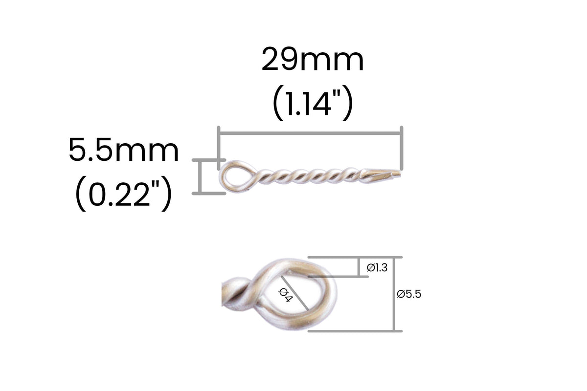 Old Dog Custom made Twisted Wire Eyelets - 1.2mmx30mm